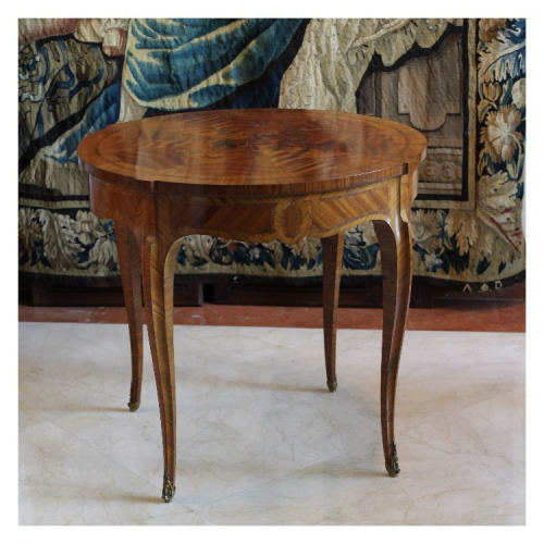 A FRENCH LOUIS XV KINGWOOD AND BOIS SATINEE MARQUETRY GUERIDON 19TH CENTURY CIRCA 1860