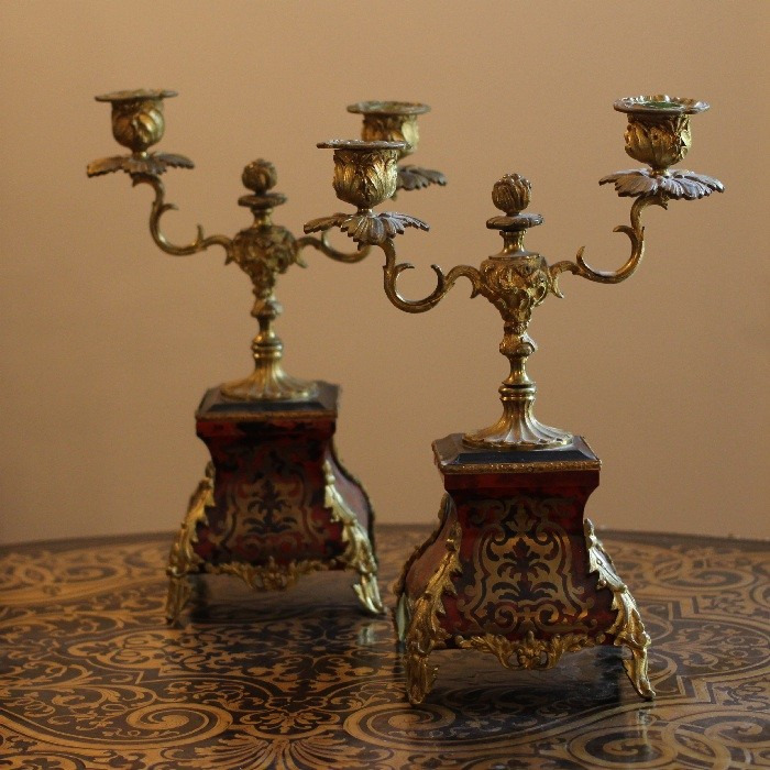 A PAIR OF LOUIS XV BOULLE CANDELABRUM