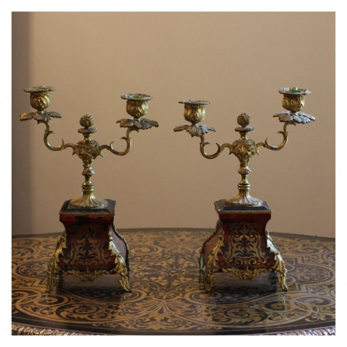 A PAIR OF LOUIS XV BOULLE CANDELABRUM